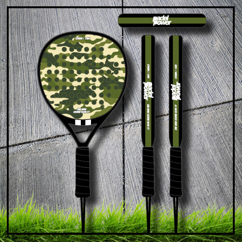 Padel tennis racket camouflage camo green carbon