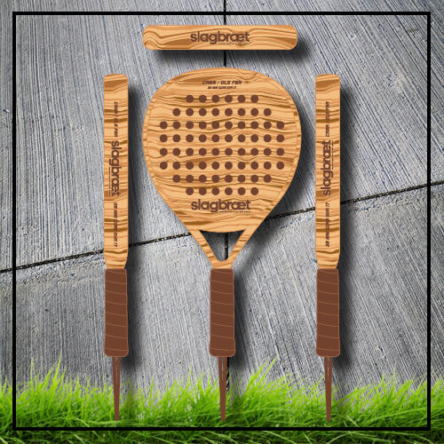 Padel tennis racket light wood brown show 4 sides